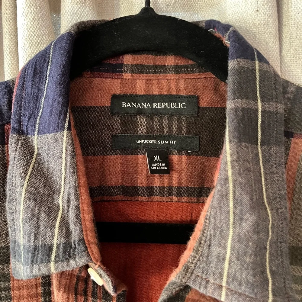 Banana Republic Plaid Button- Down Shirt- Size XL
